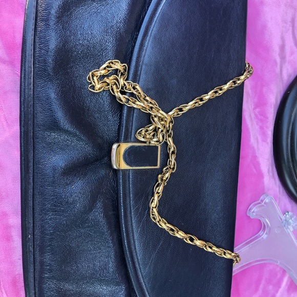 VinTage Jane Shilton Blue Leather clutch shoulder - Picture 8 of 8